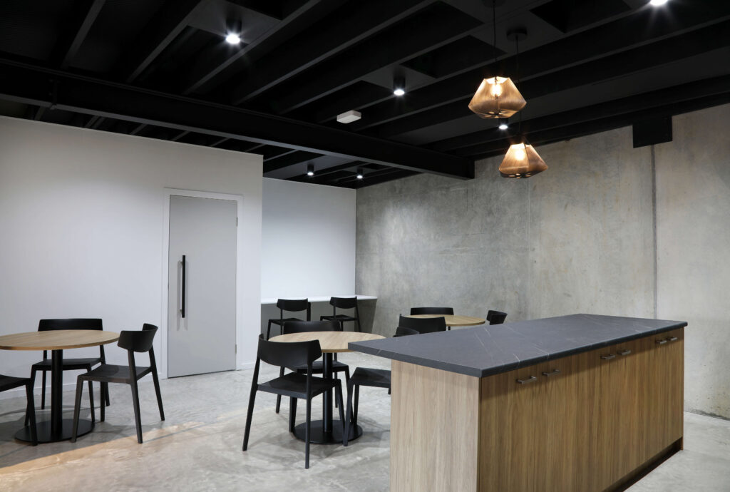 newly renovated office with a modern industrial look